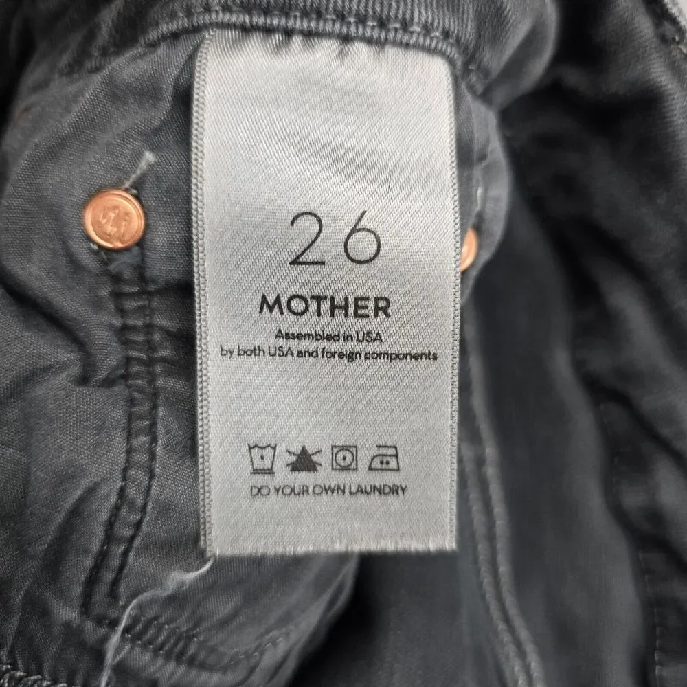 MOTHER Jeans Women's The Looker Zip Fray Dye Faded Black Size 26